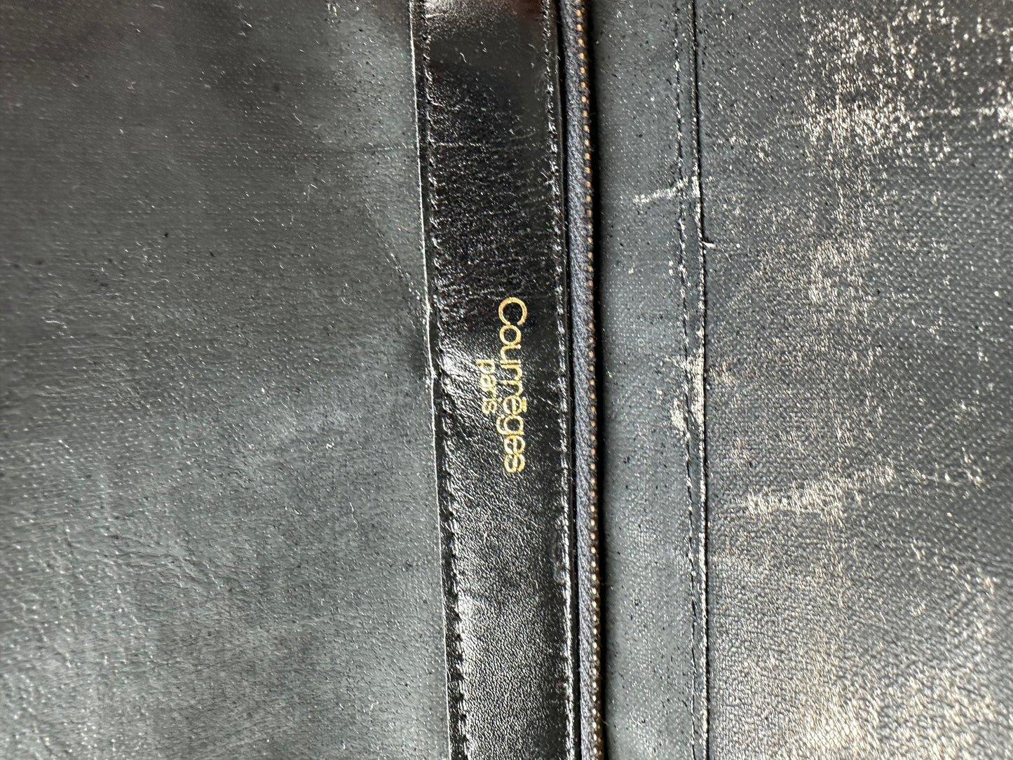 Vintage Courreges Embossed Leather Shoulder Bag Black