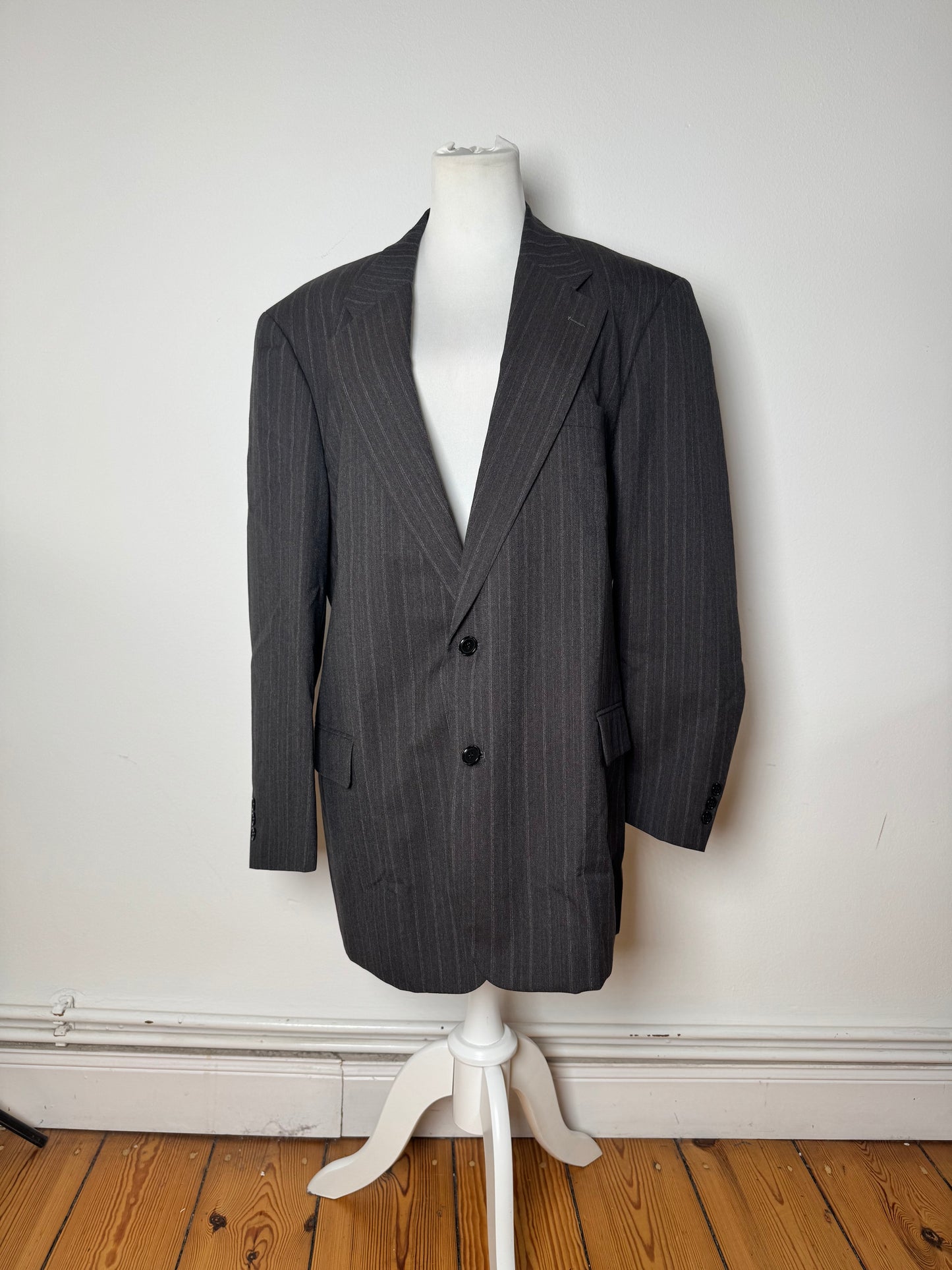 Vintage Courreges Striped Men’s Wool Blazer M/L Grey