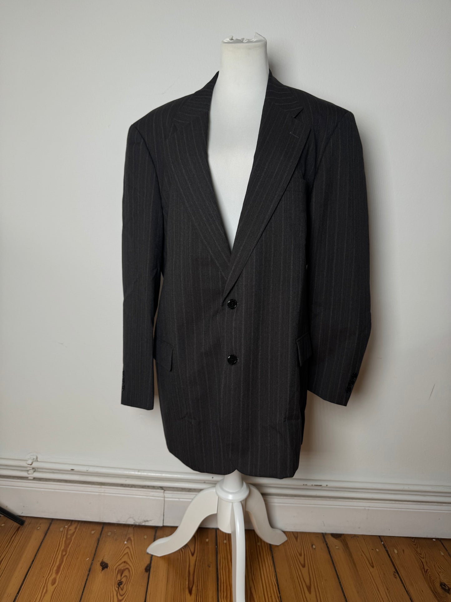 Vintage Courreges Striped Men’s Wool Blazer M/L Grey