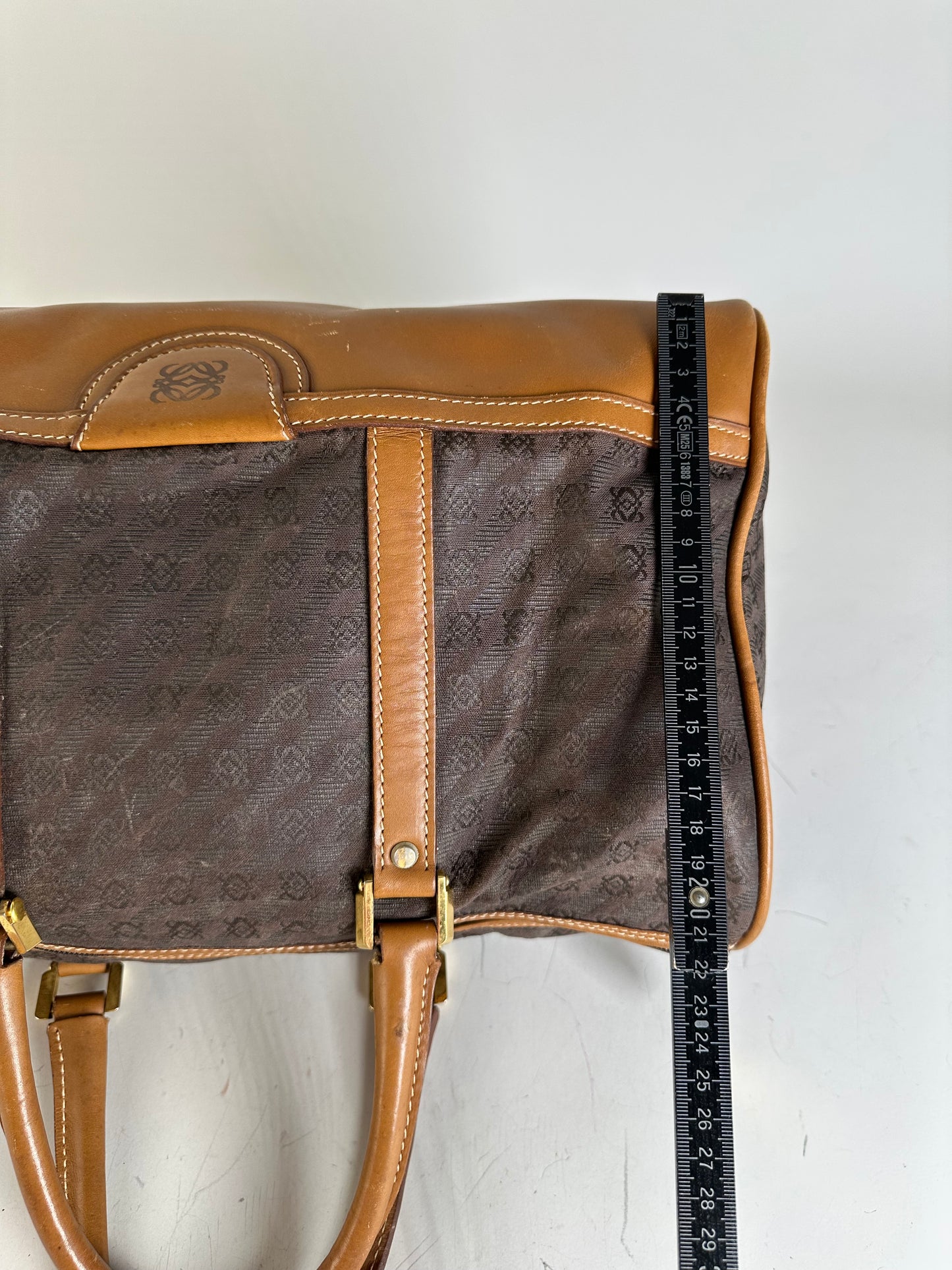 Vintage Loewe Suede Leather Tote Bag Brown Tan