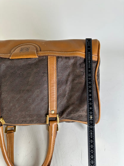 Vintage Loewe Suede Leather Tote Bag Brown Tan
