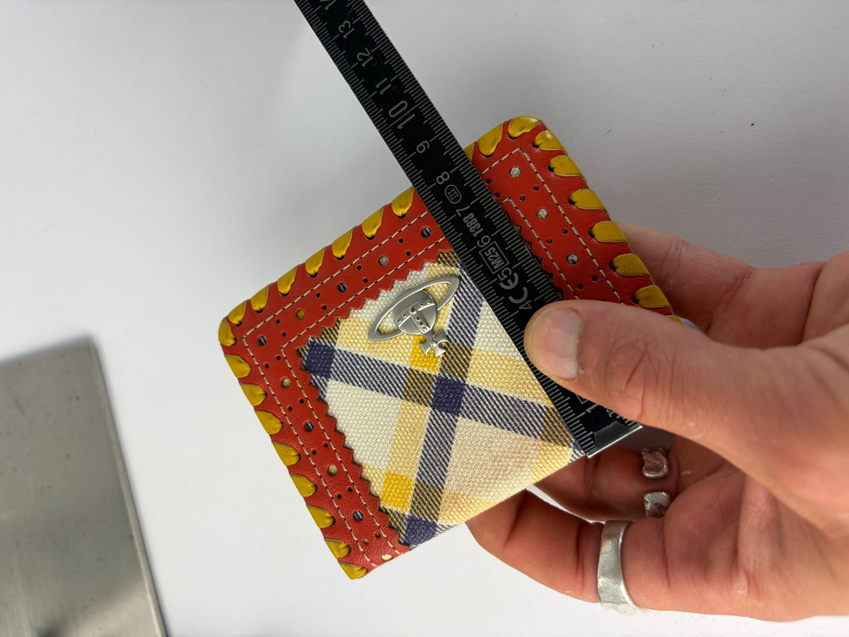 Vintage Vivienne Westwood Tartan Orb Plaque Bifold Wallet Early 2000s Multicolour