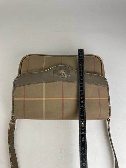 Burberry Vintage Shoulder Bag Iconic Check in Beige and Brown