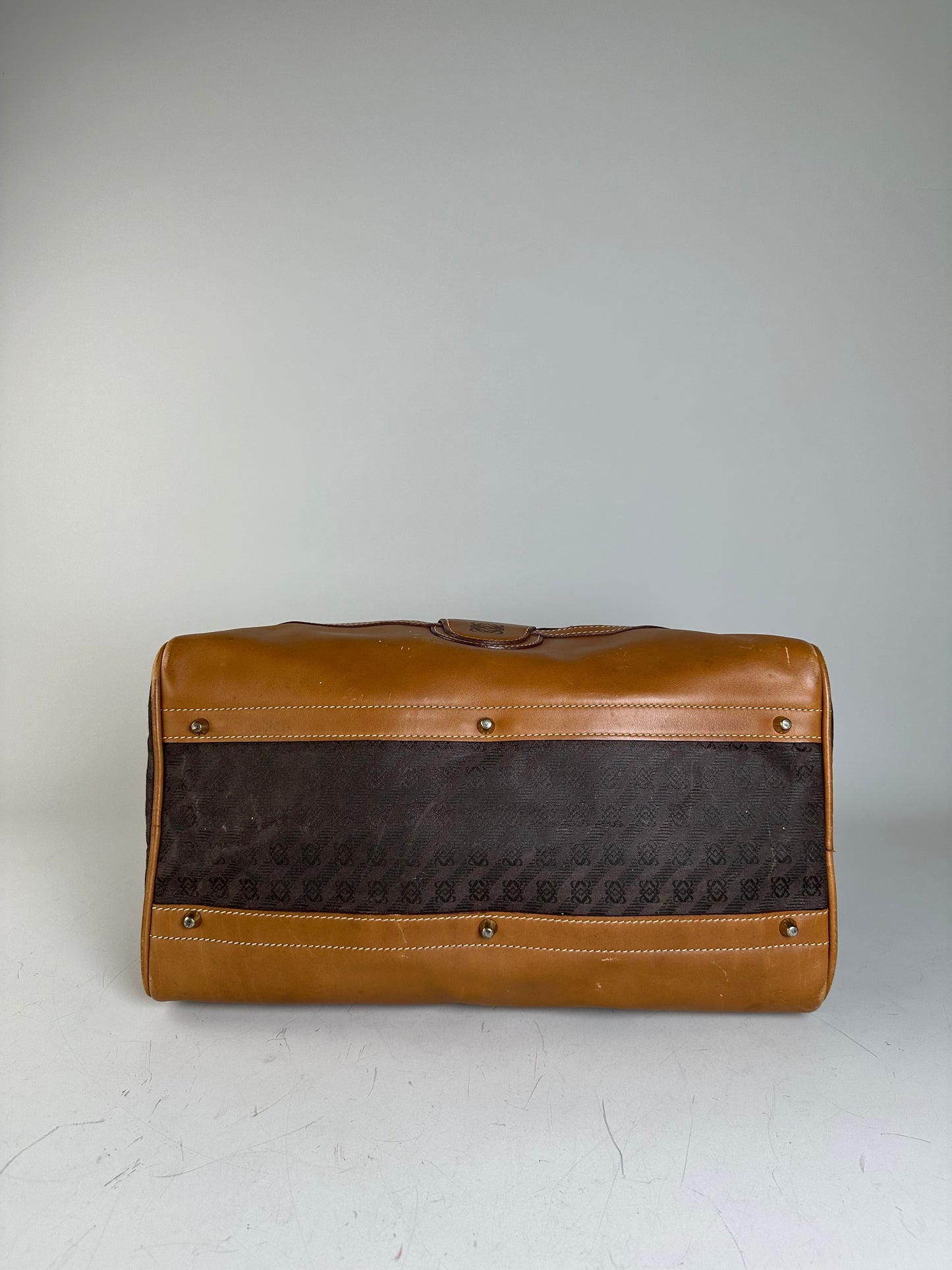 Vintage Loewe Suede Leather Tote Bag Brown Tan
