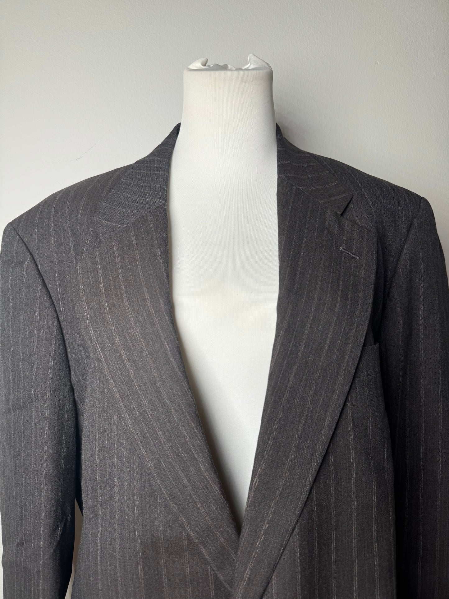 Vintage Courreges Striped Men’s Wool Blazer M/L Grey