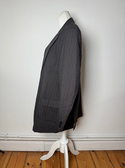 Vintage Courreges Striped Men’s Wool Blazer M/L Grey