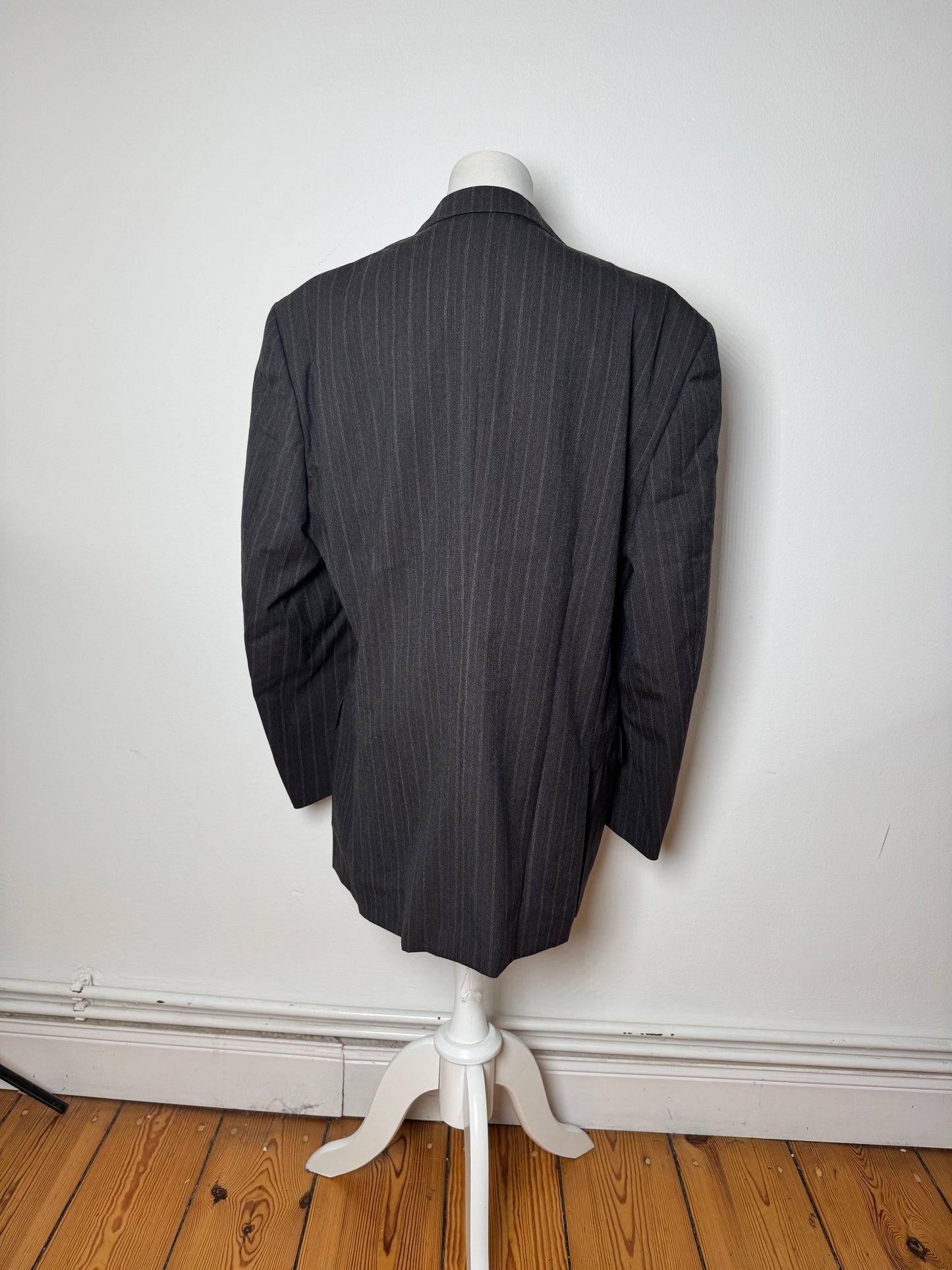 Vintage Courreges Striped Men’s Wool Blazer M/L Grey