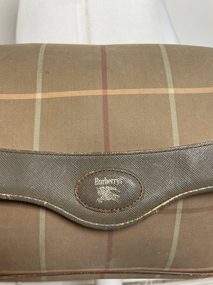 Burberry Vintage Shoulder Bag Iconic Check in Beige and Brown