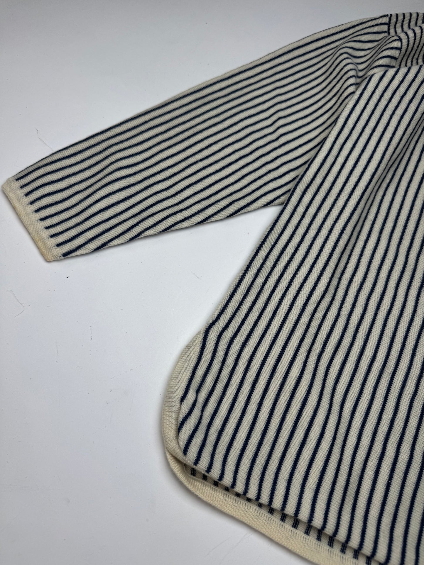 Vintage Yves Saint Laurent Striped Wool Sweater 36/S Navy beige