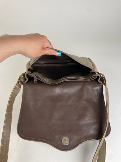 Burberry Vintage Shoulder Bag Iconic Check in Beige and Brown
