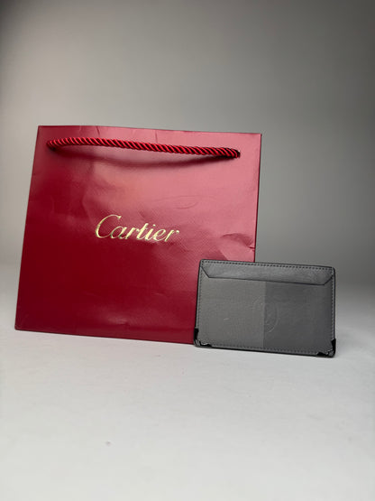 Vintage Cartier Leather Logo Card Holder Grey