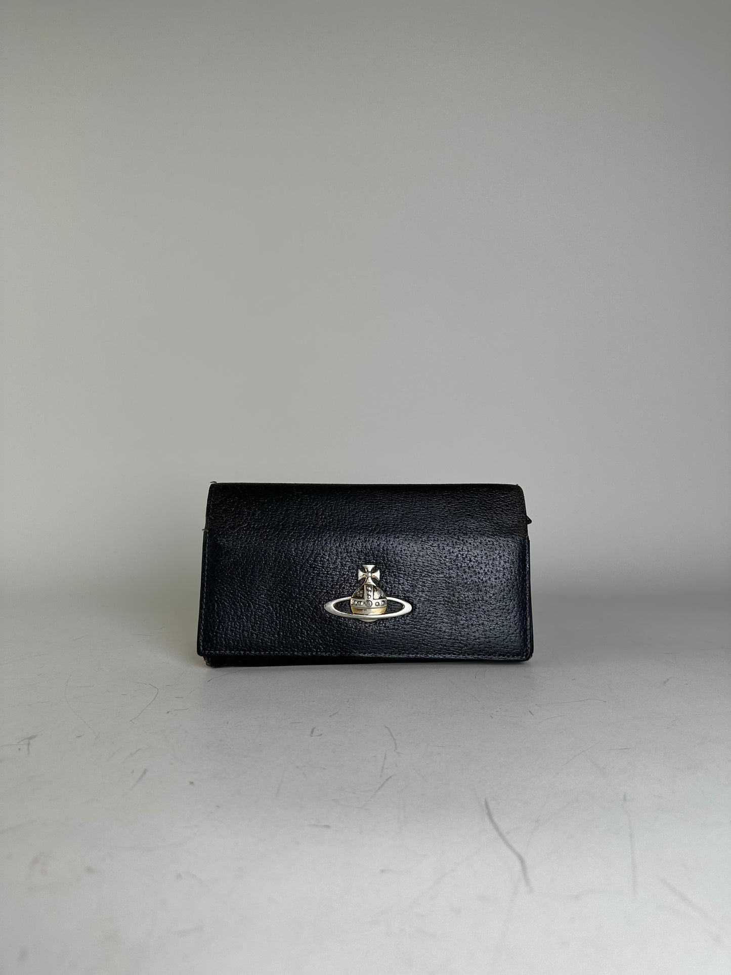 Vintage Vivienne Westwood Textured Leather Wallet Black Silver