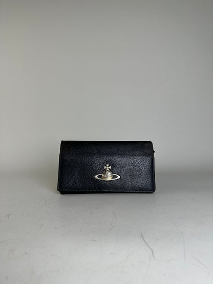 Vintage Vivienne Westwood Textured Leather Wallet Black Silver
