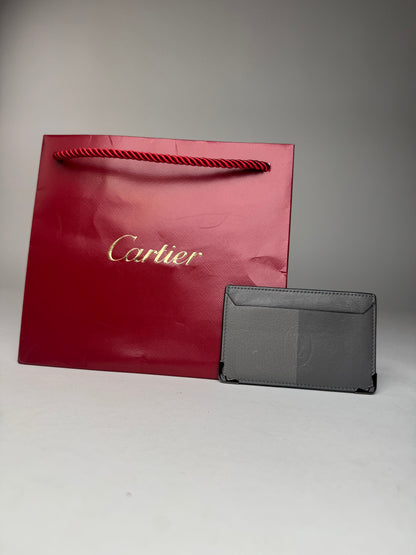 Vintage Cartier Leather Logo Card Holder Grey