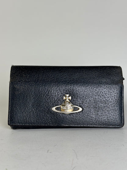 Vintage Vivienne Westwood Textured Leather Wallet Black Silver
