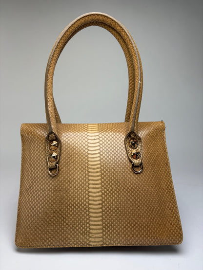 Vintage Giorgio Armani Emporio Armani Python-Effect Top-Handle Bag Late 1990s Beige