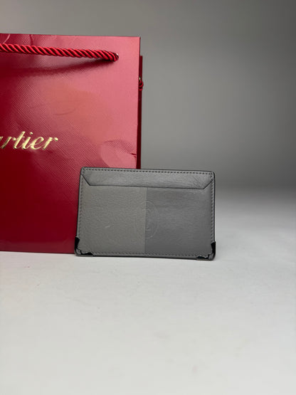 Vintage Cartier Leather Logo Card Holder Grey
