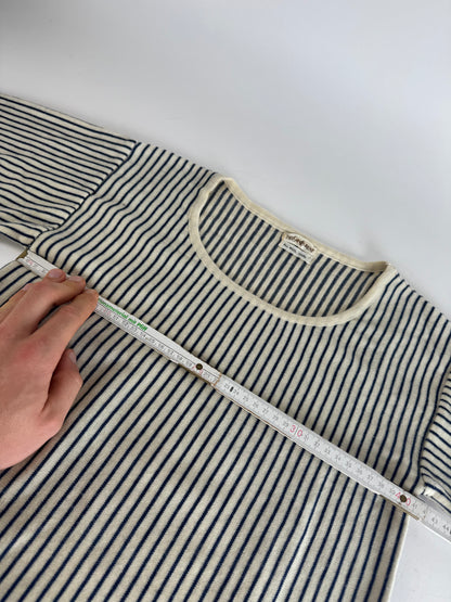 Vintage Yves Saint Laurent Striped Wool Sweater 36/S Navy beige