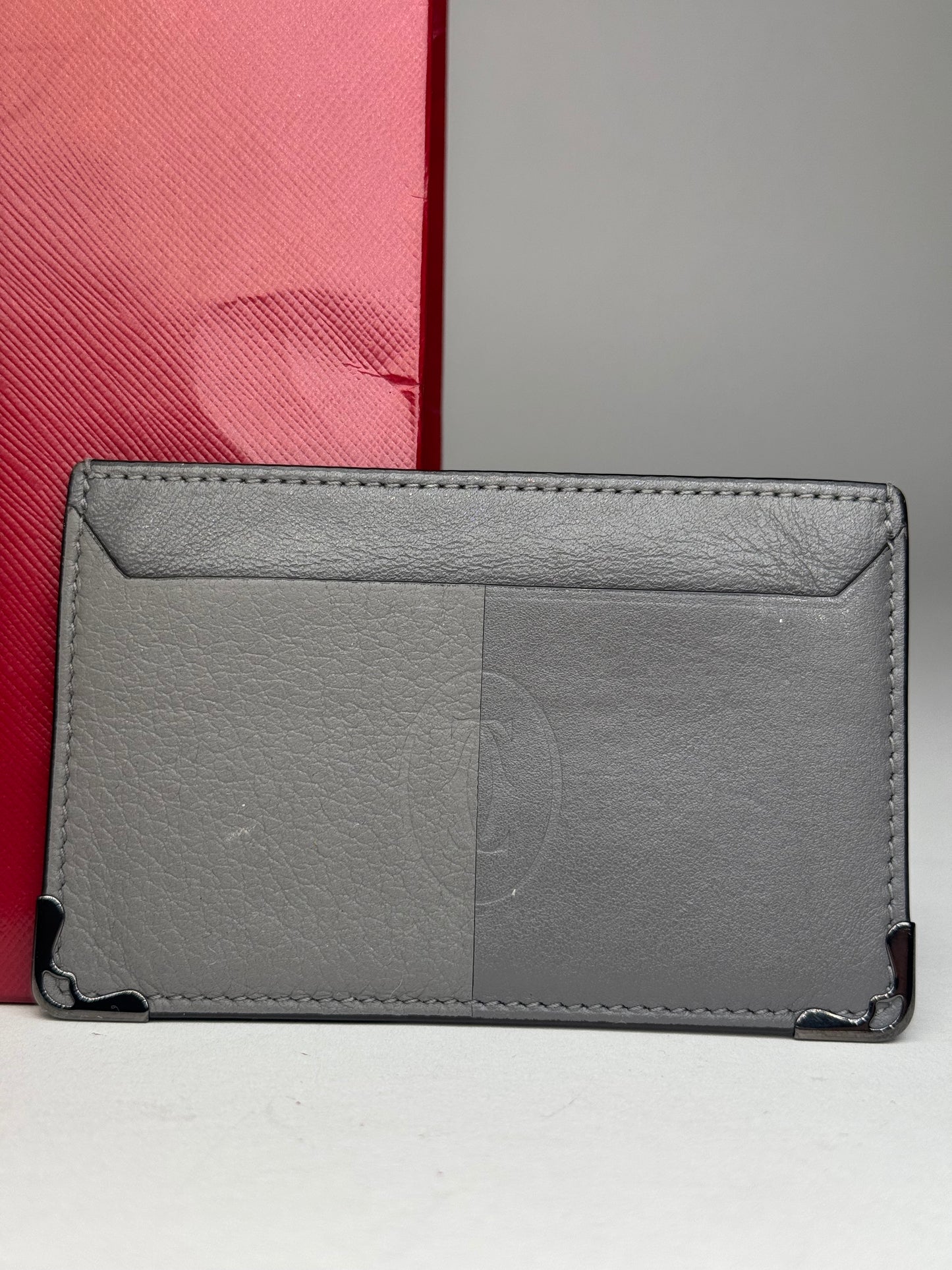 Vintage Cartier Leather Logo Card Holder Grey