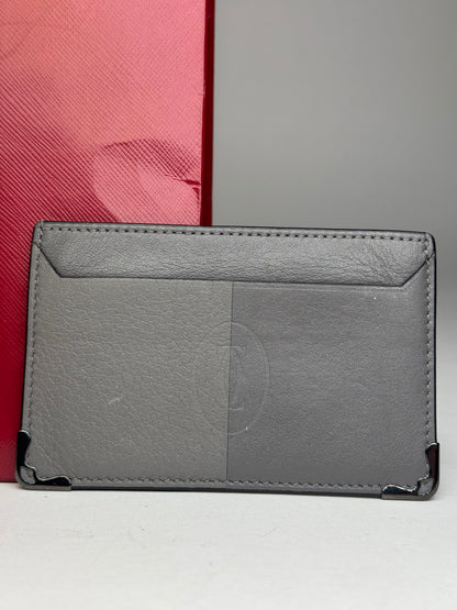 Vintage Cartier Leather Logo Card Holder Grey