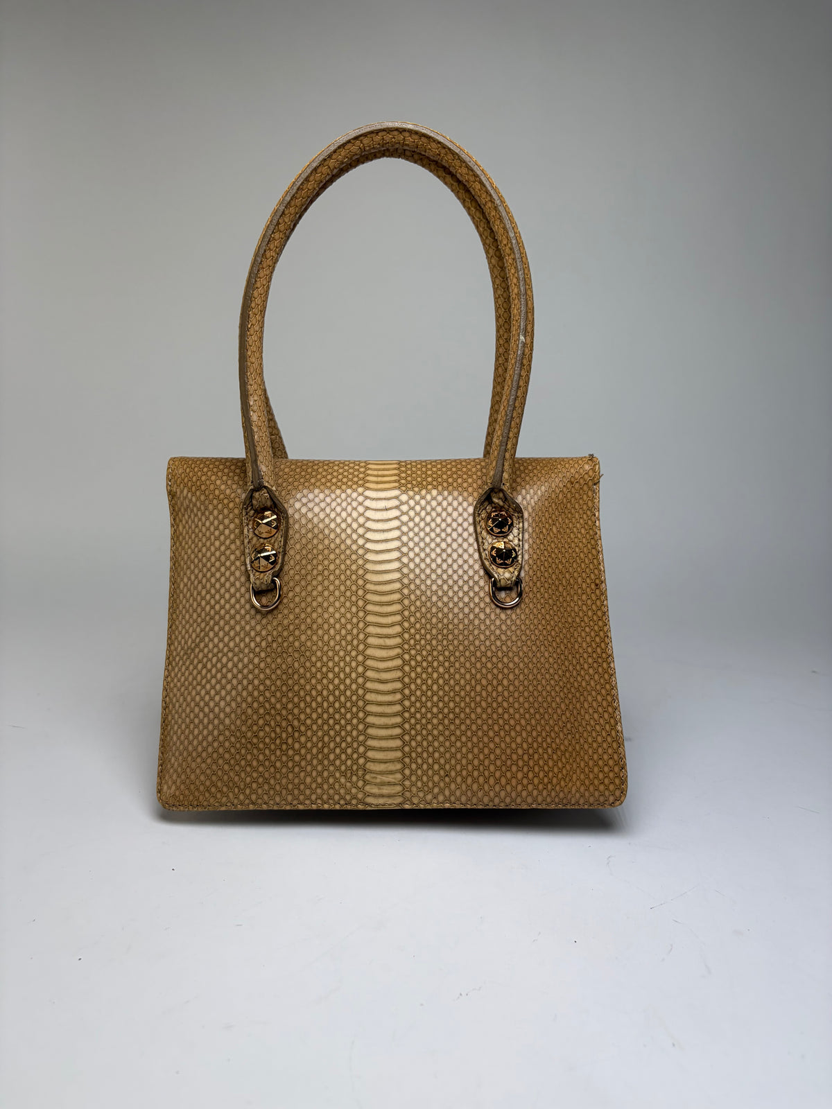 Vintage Giorgio Armani Emporio Armani Python-Effect Top-Handle Bag Late 1990s Beige