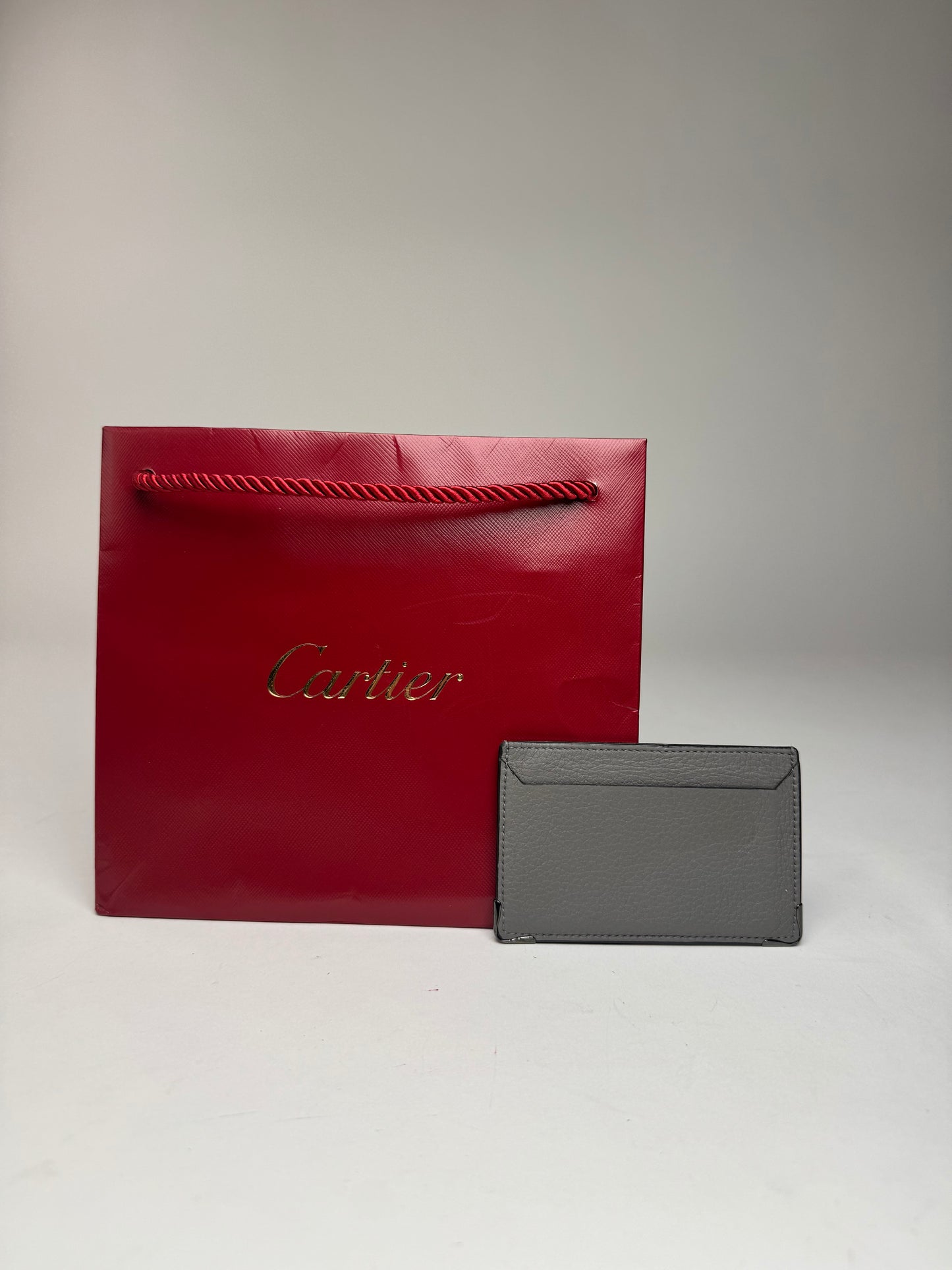 Vintage Cartier Leather Logo Card Holder Grey