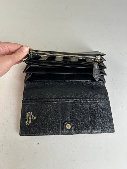 Vintage Vivienne Westwood Textured Leather Wallet Black Silver