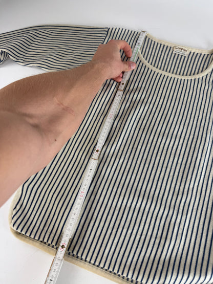 Vintage Yves Saint Laurent Striped Wool Sweater 36/S Navy beige