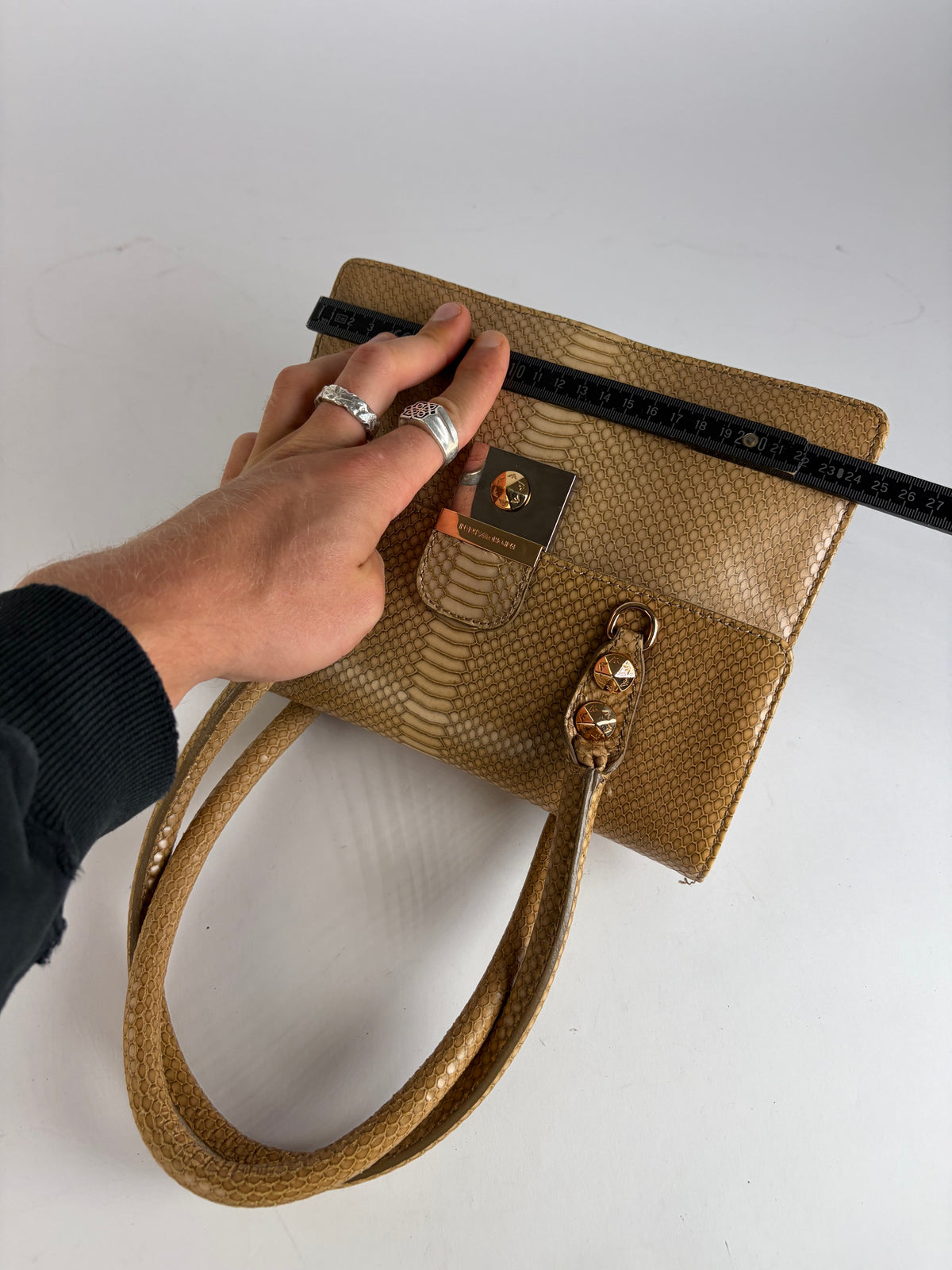 Vintage Giorgio Armani Emporio Armani Python-Effect Top-Handle Bag Late 1990s Beige
