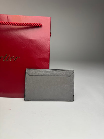 Vintage Cartier Leather Logo Card Holder Grey