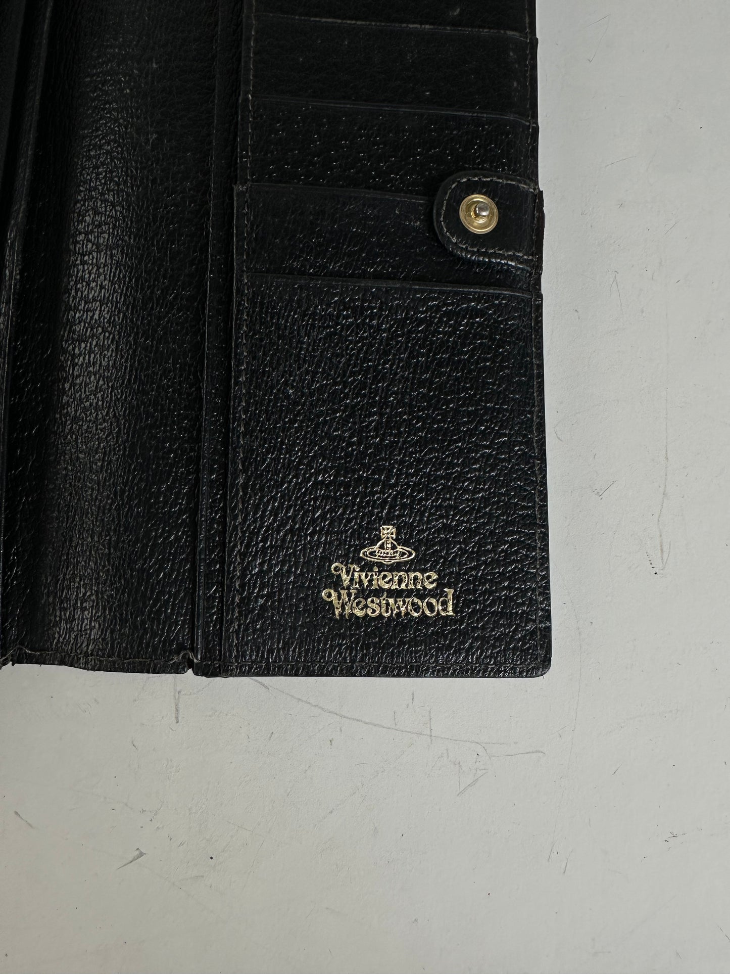 Vintage Vivienne Westwood Textured Leather Wallet Black Silver