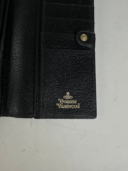 Vintage Vivienne Westwood Textured Leather Wallet Black Silver