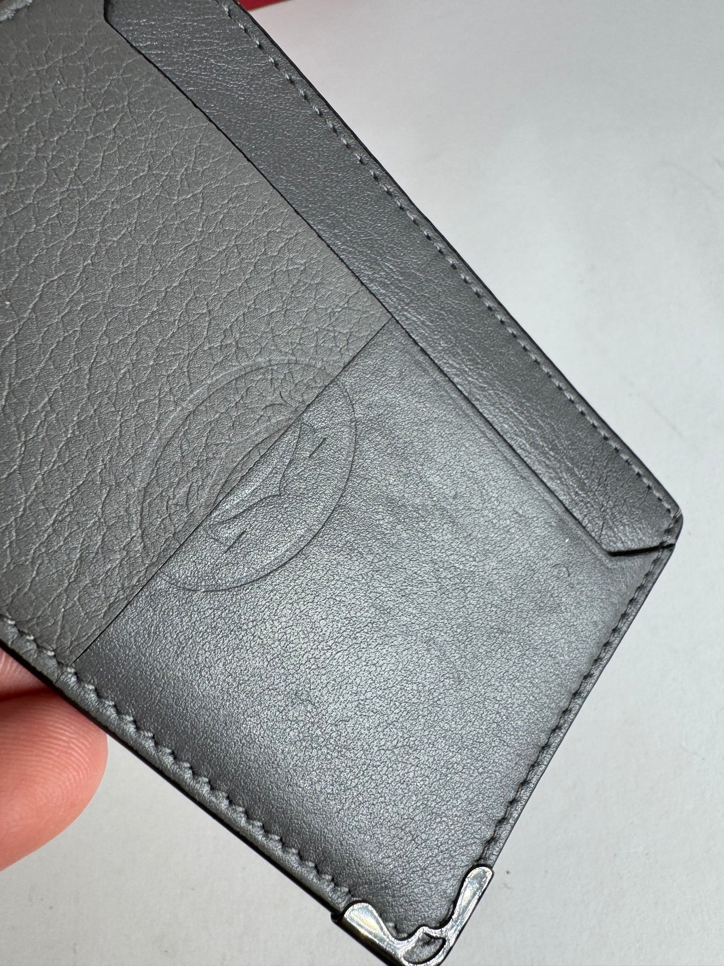 Vintage Cartier Leather Logo Card Holder Grey