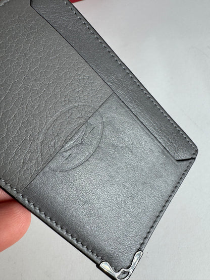 Vintage Cartier Leather Logo Card Holder Grey