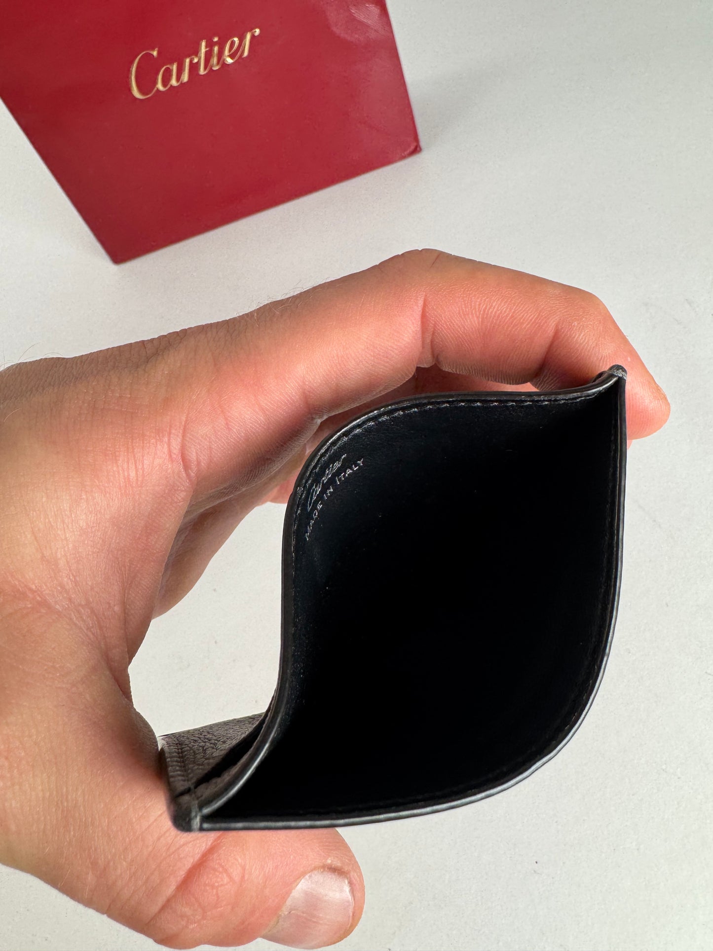 Vintage Cartier Leather Logo Card Holder Grey