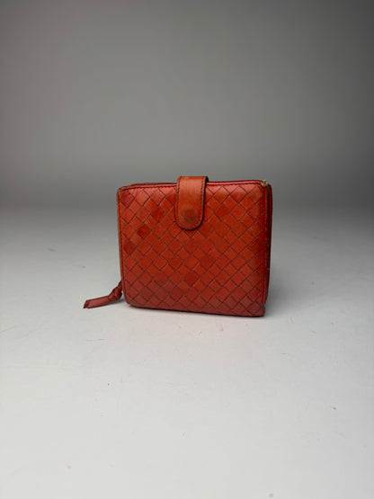 Vintage Bottega Veneta Intrecciato Leather wallet Orange