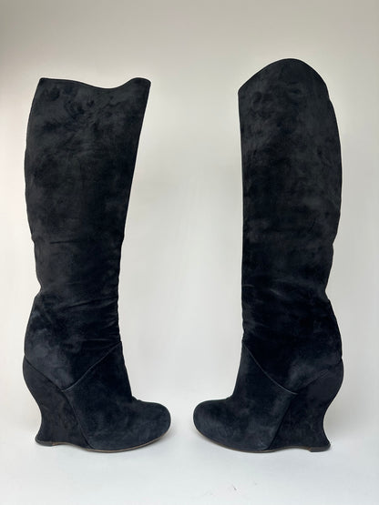 Vintage Bottega Veneta Suede Boots Black EU37,5