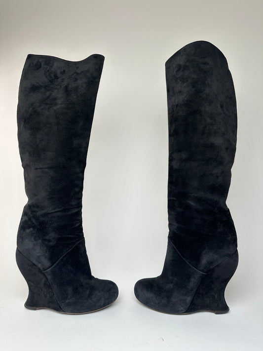 Vintage Bottega Veneta Suede Boots Black EU37,5