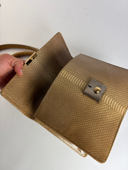 Vintage Giorgio Armani Emporio Armani Python-Effect Top-Handle Bag Late 1990s Beige