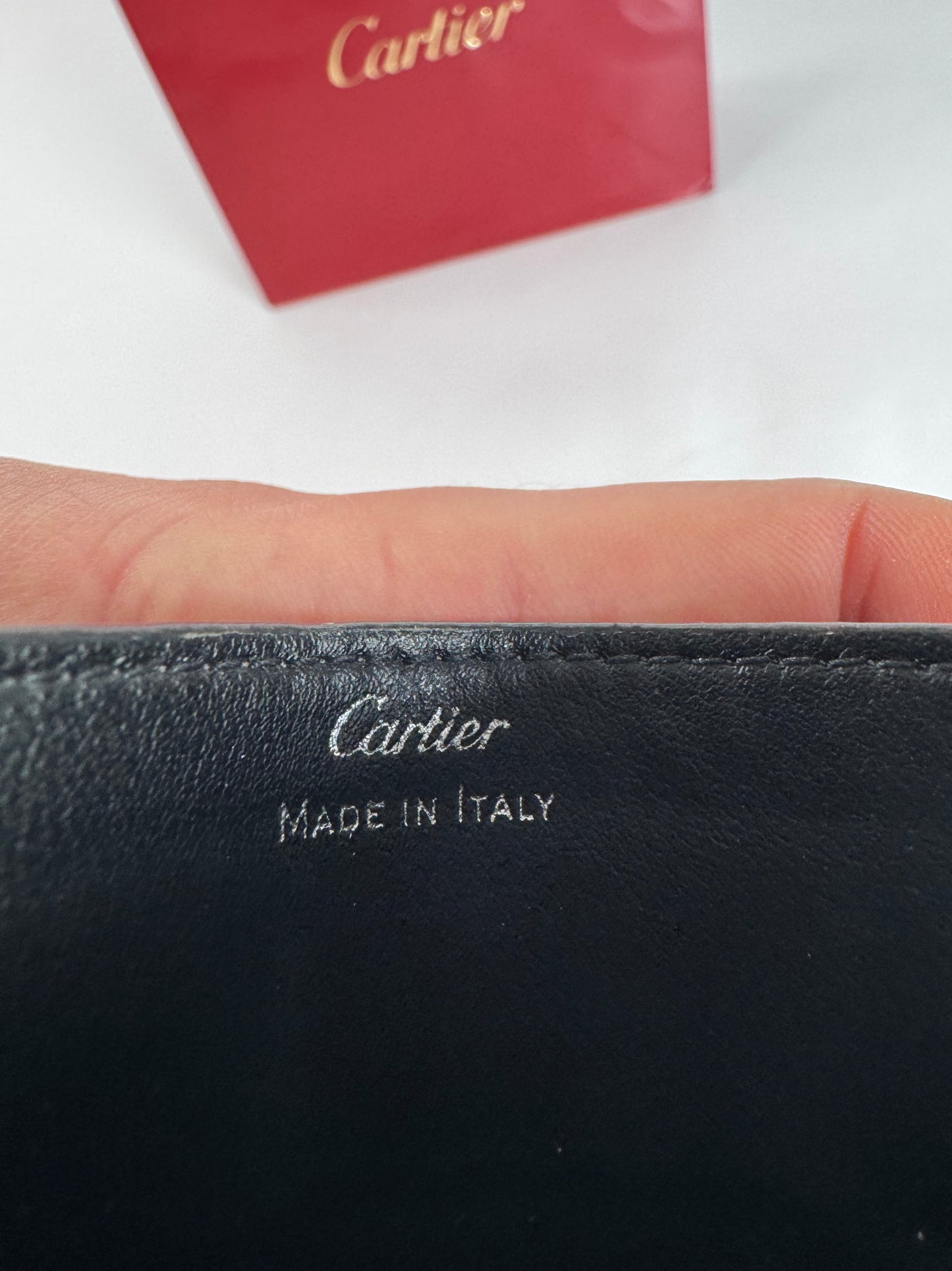 Vintage Cartier Leather Logo Card Holder Grey