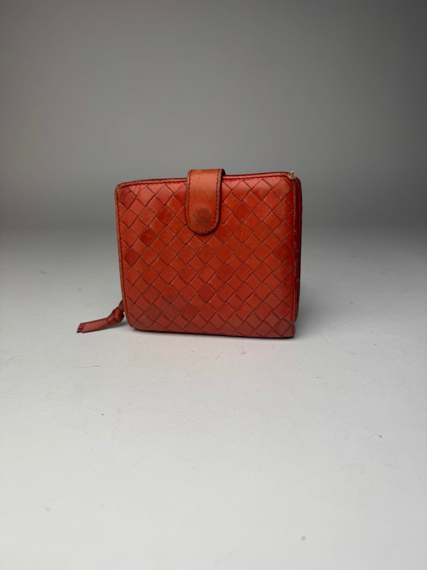 Vintage Bottega Veneta Intrecciato Leather wallet Orange