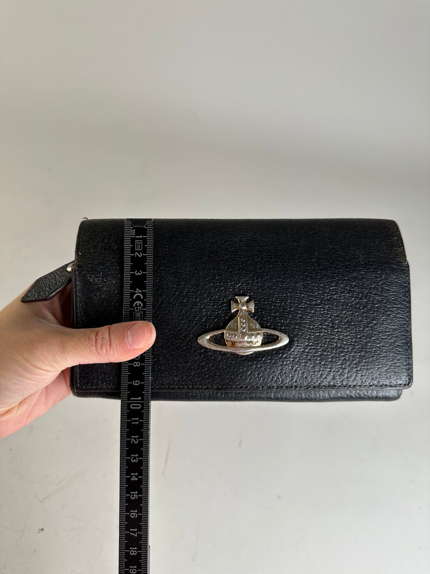 Vintage Vivienne Westwood Textured Leather Wallet Black Silver
