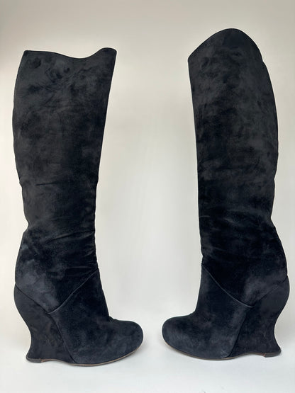 Vintage Bottega Veneta Suede Boots Black EU37,5