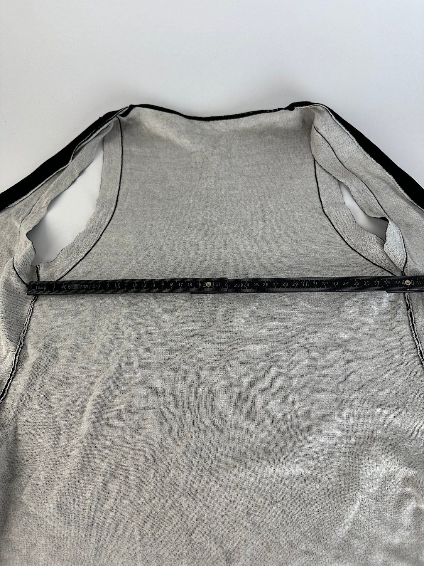 Vintage Issey Miyake Wool Wrap Top Black Cream M
