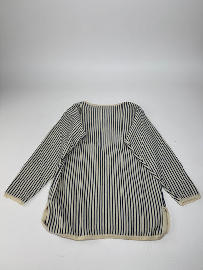 Vintage Yves Saint Laurent Striped Wool Sweater 36/S Navy beige