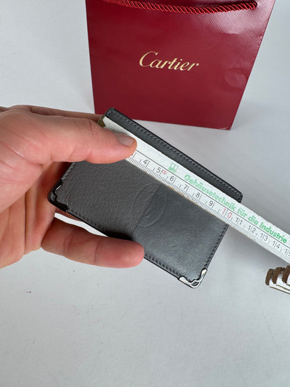Vintage Cartier Leather Logo Card Holder Grey