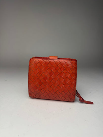 Vintage Bottega Veneta Intrecciato Leather wallet Orange