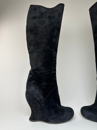 Vintage Bottega Veneta Suede Boots Black EU37,5