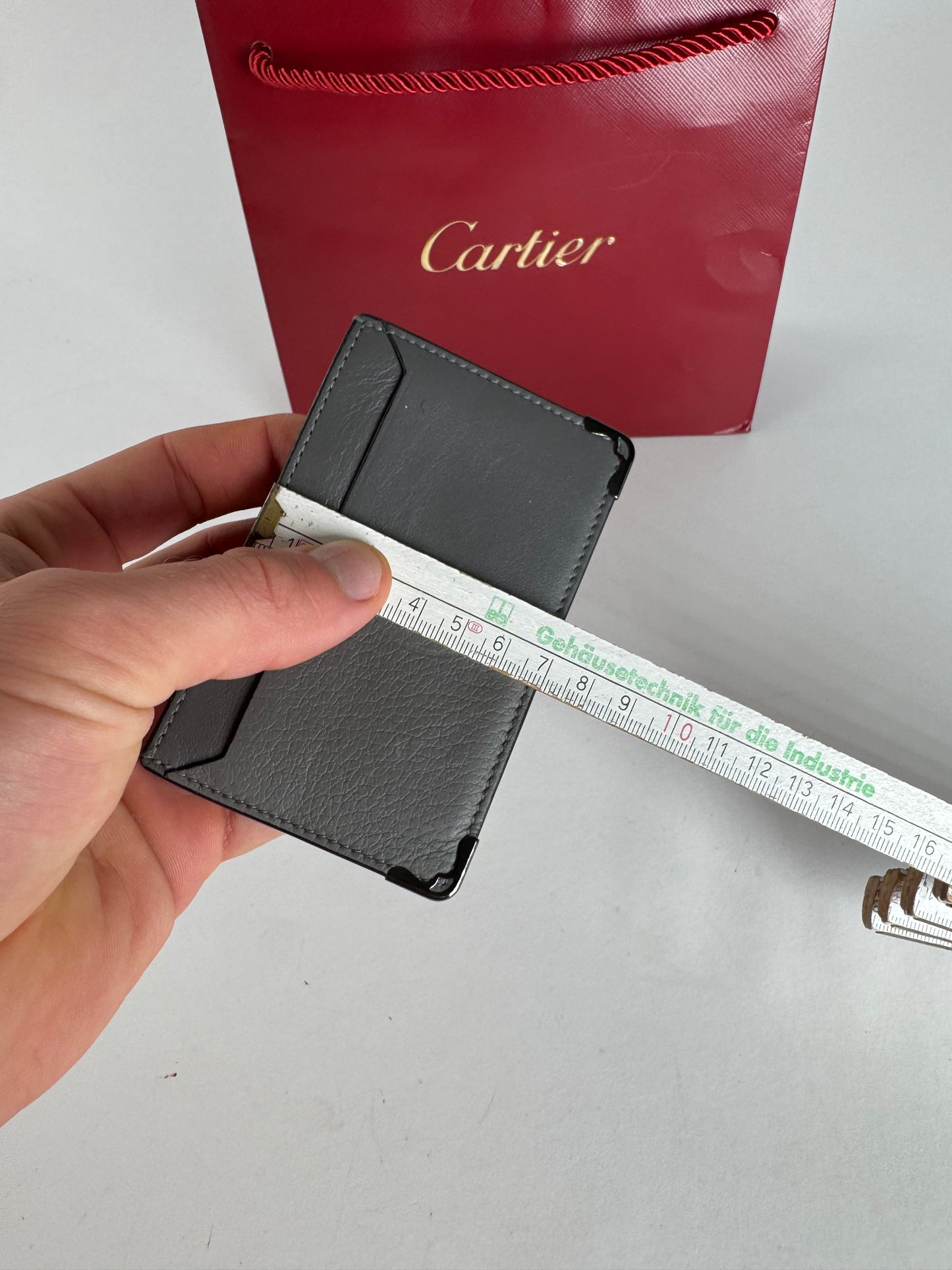Vintage Cartier Leather Logo Card Holder Grey