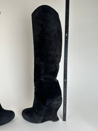 Vintage Bottega Veneta Suede Boots Black EU37,5